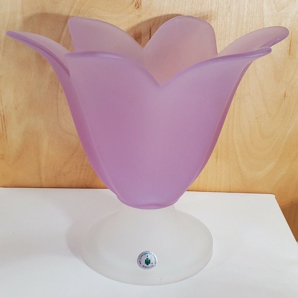 Partylite Royal Tulip 6"  Votive Tea Light Lavender Frosted Candle Holder - Picture 1 of 11
